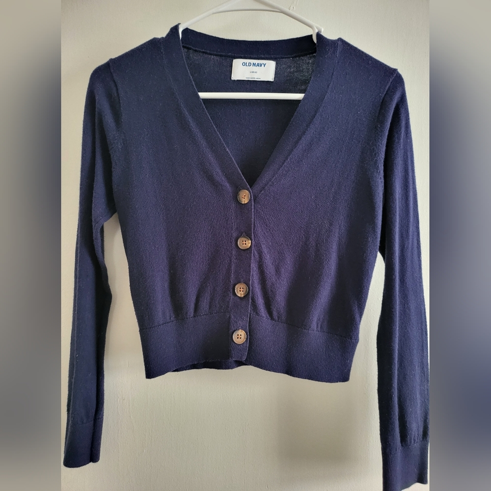 Old Navy Vneck Button Cardigan, Navy. Size 10/12